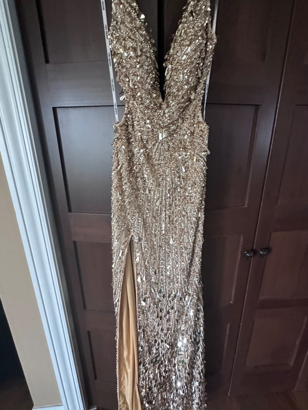 2026 Sherri Hill Gold beaded prom dress - Picture 5 of 10
